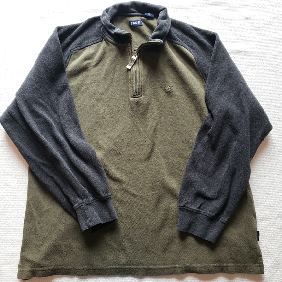 Izod Other - Izod Quarter Zip Long Sleeve Pullover, Grey & Olive Green, Men's XL